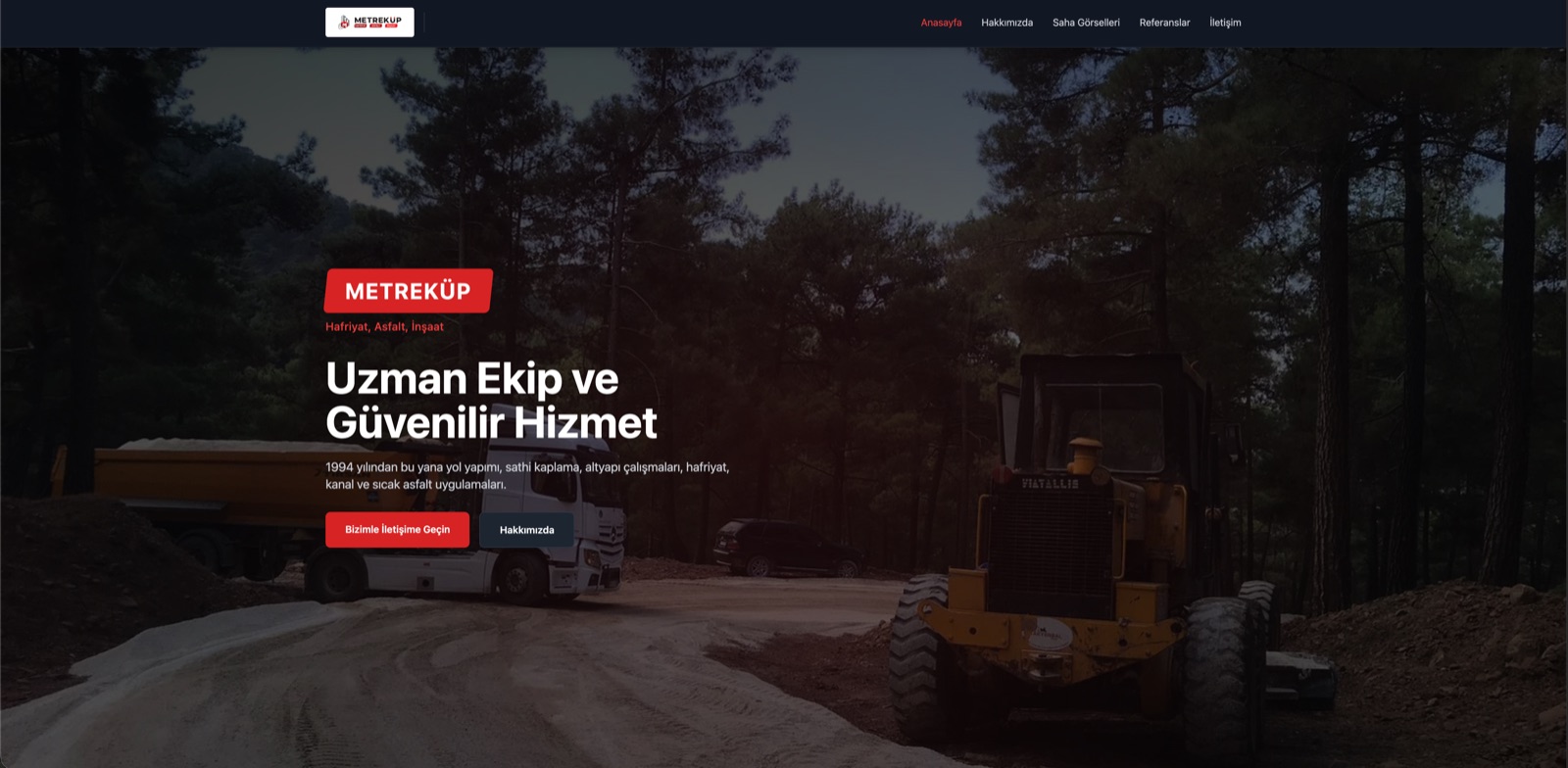 Metrekup Yapı kurumsal web sitesi